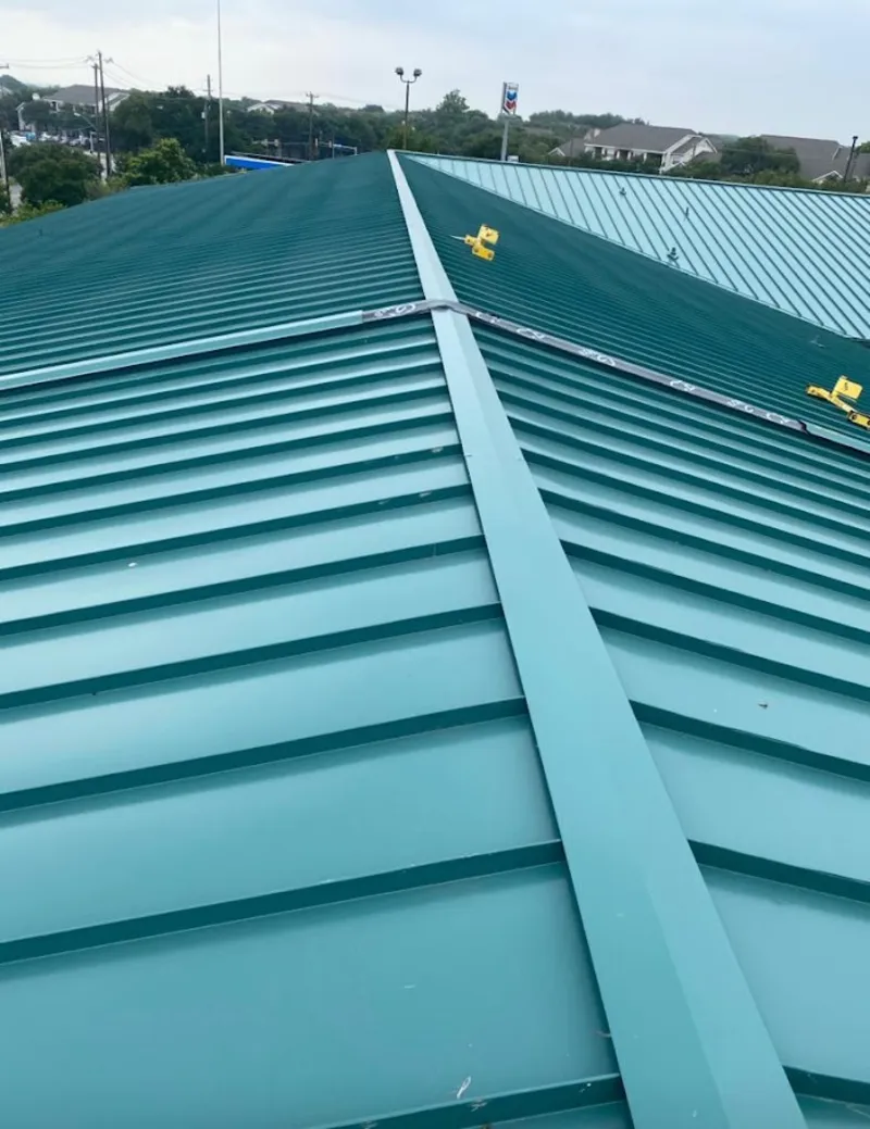 Green commercial metal roof ridge and valley for Metal Roof Repair in Sammamish